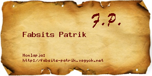 Fabsits Patrik névjegykártya